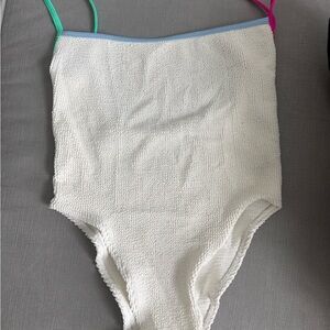 Hunza G White and Green One Piece Swimwear